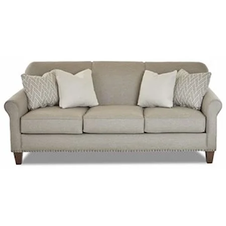 Transitional Customizable Sofa with Thin Rolled Arms